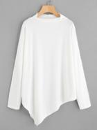 Romwe High Neck Asymmetric Hem Tee