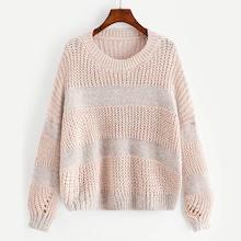 Romwe Plus Drop Shoulder Open-knit Jumper