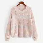 Romwe Plus Drop Shoulder Open-knit Jumper