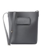 Romwe Embossed Faux Leather Bucket Bag - Grey