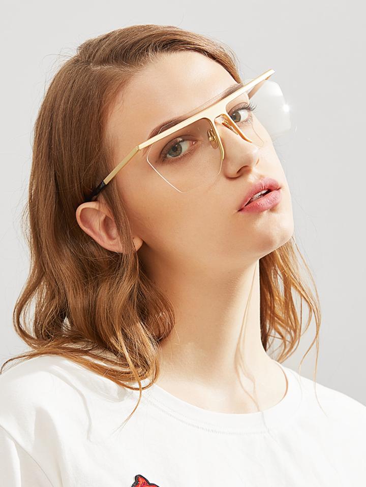 Romwe Contrast Frame Clear Lens Glasses