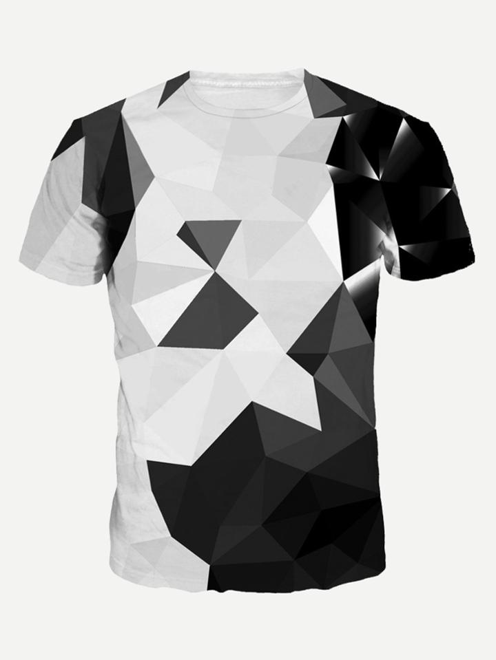Romwe Men Geo Print Tee