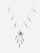 Romwe Silver Feather-shaped Fringe Pendant Necklace