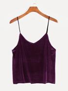 Romwe Purple Velvet Cami Top