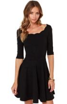 Romwe Half Sleeve Pleated Black Dress