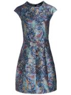Romwe Multicolor Round Neck Cap Sleeve Print Dress