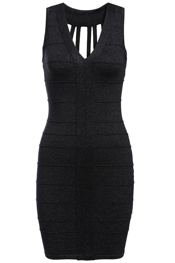 Romwe V Neck Sleeveless Bandage Dress