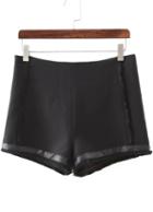 Romwe Side Zipper Fringe Black Shorts