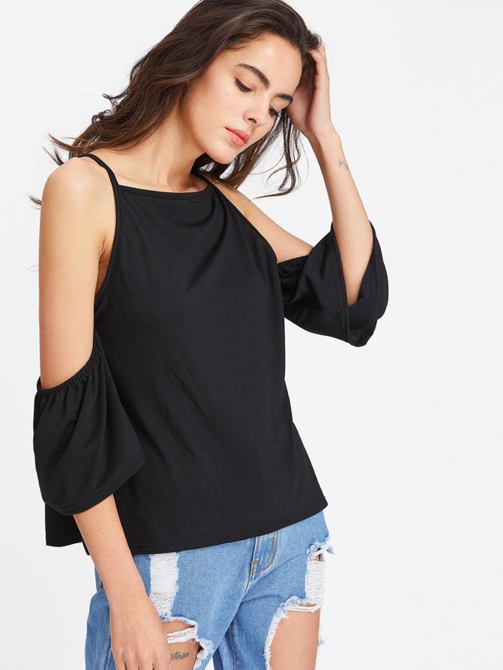 Romwe Cold Shoulder Top