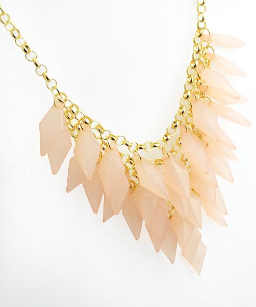 Romwe Pink Multilayer Gold Chain Necklace