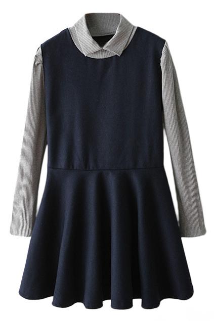 Romwe Color Block Pleated Dress