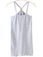 Romwe Spaghetti Strap Fungus Hem Grey Cami Top