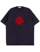 Romwe Rose Embroidered Loose Blue T-shirt