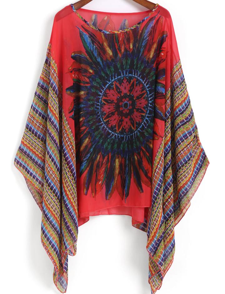 Romwe Sunflower Print Loose Top