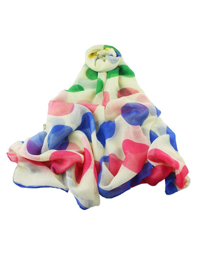 Romwe Voile Colorful Big Spot Long Scarf