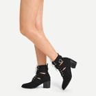 Romwe Solid Lace-up Suede Boots