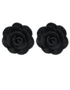 Romwe Black Flower Stud Earrings