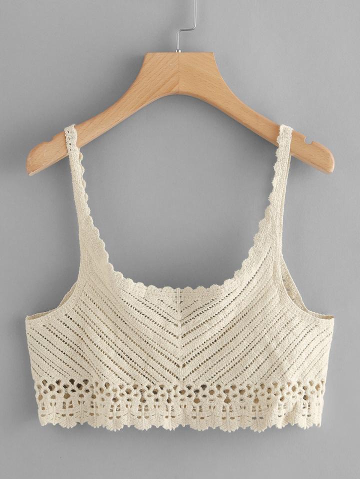 Romwe Hollow Out Crochet Crop Cami Top