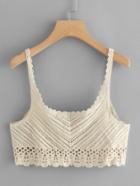 Romwe Hollow Out Crochet Crop Cami Top