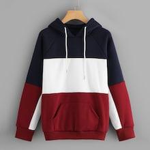 Romwe Color-block Drawstring Hoodie