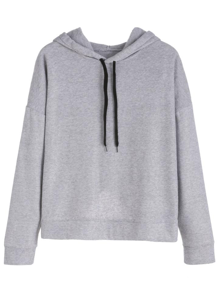 Romwe Grey Wrap Back Hooded Sweatshirt