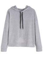 Romwe Grey Wrap Back Hooded Sweatshirt