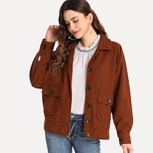 Romwe Dual Pocket Solid Jacket