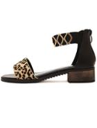 Romwe Leopard Print Zipper Ankle Strap Sandals