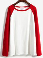 Romwe Round Neck Contrast Sleeve T-shirt