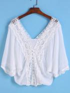 Romwe V Neck Floral Crochet Top