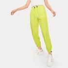 Romwe Neon Lime Drawstring Hem Pants