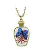 Romwe Ball Chain Butterfly Long Necklace