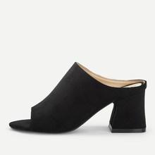 Romwe Solid Suede Chunky Heels
