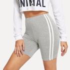 Romwe Contrast Striped Side Cycling Shorts