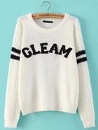 Romwe White Vintage Gleam Print Sweater