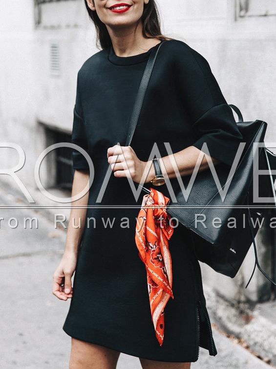 Romwe Black Round Neck Casual Dress