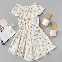 Romwe Pineapple Print Ruffle Trim Jumpsuit