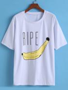 Romwe Banana Letter Print T-shirt