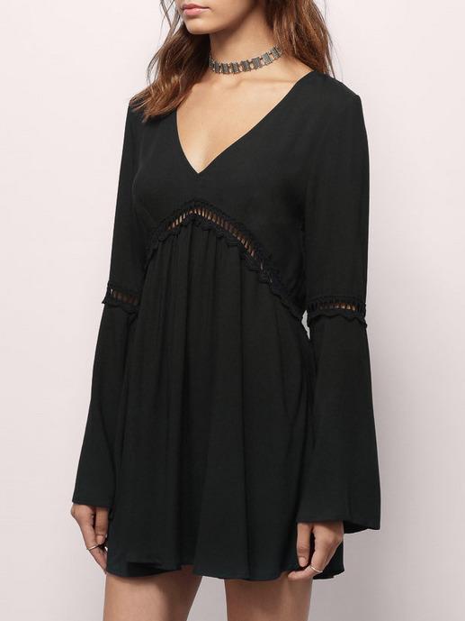 Romwe V Neck Backless Hollow Dress