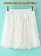 Romwe White Elastic Waist Pleated Chiffon Skirt
