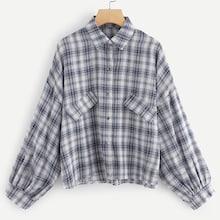 Romwe Single Breasted Plaid Blouse