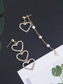 Romwe Hollow Heart Mismatched Drop Earrings