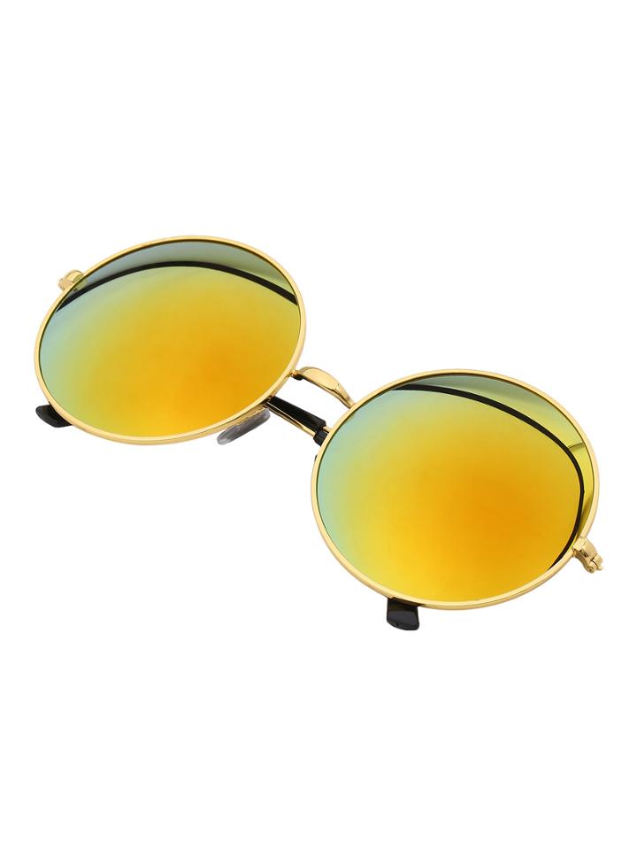 Romwe Red Mirrored Lenses Retro Round Sunglasses