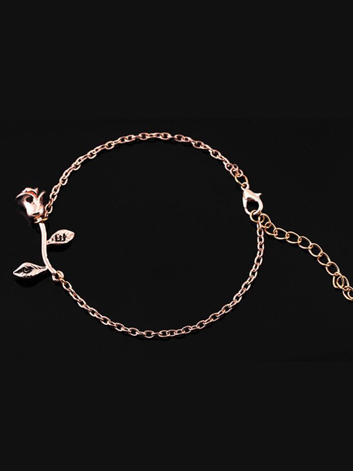 Romwe Rose Design Link Bracelet