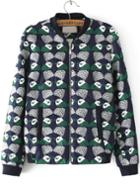 Romwe Contrast Collar Cartoon Embroidered Jacket