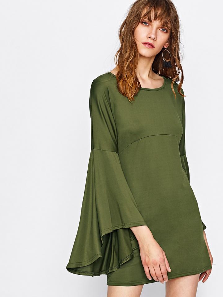 Romwe Fluted Sleeve Tee Dress