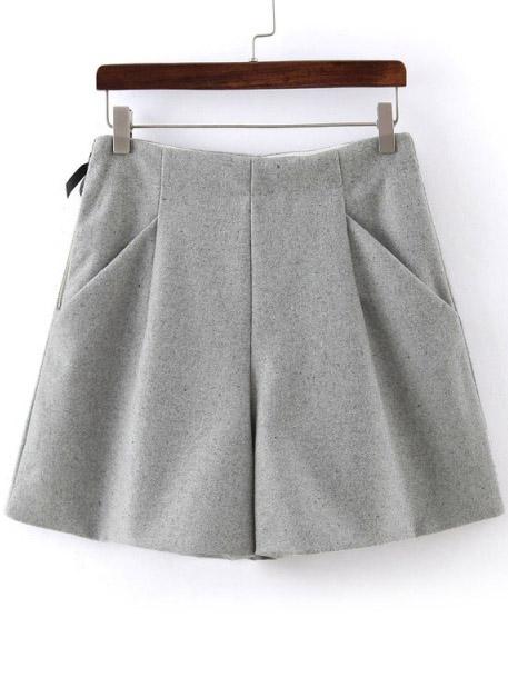 Romwe High Waist Woolen Grey Shorts