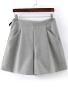 Romwe High Waist Woolen Grey Shorts