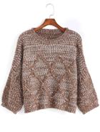 Romwe Cable Knit Hollow Loose Camel Sweater