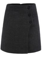 Romwe Buttons A-line Black Skirt